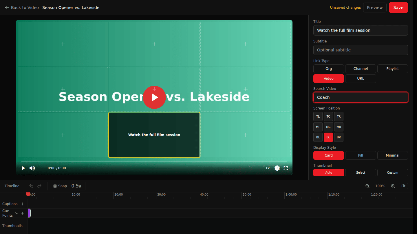 Pick what the cue point links to