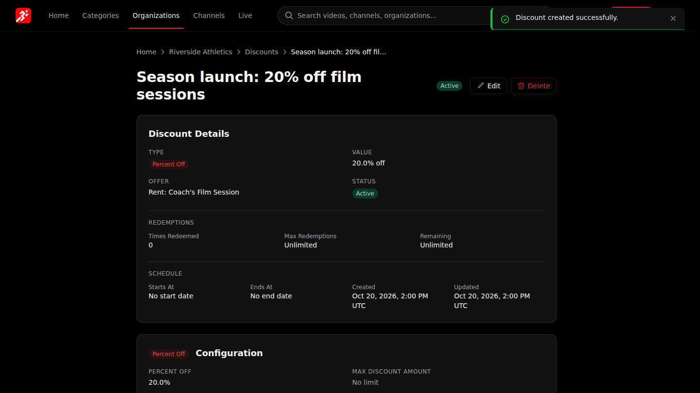 Choose Create Discount
