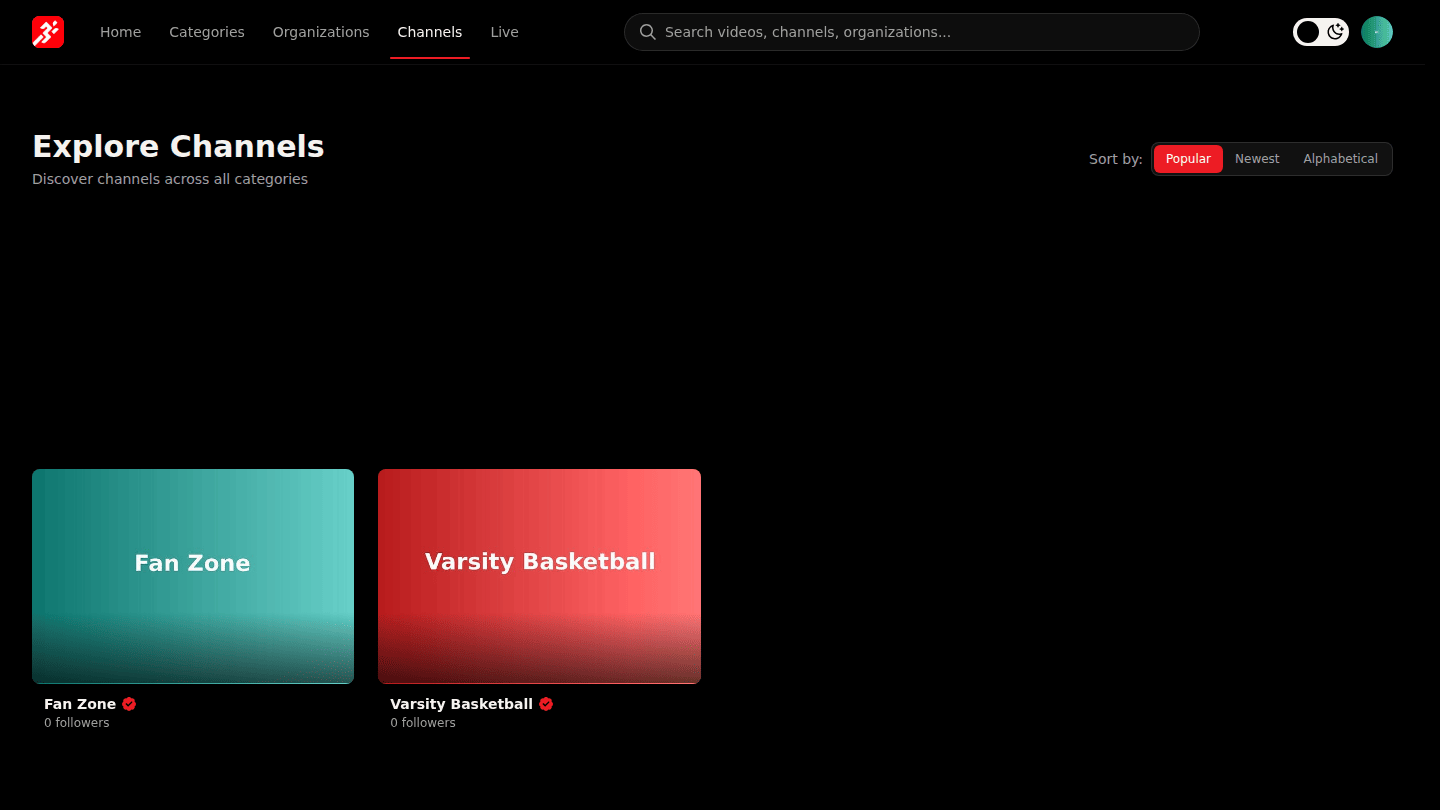 Browse Channels and Categories