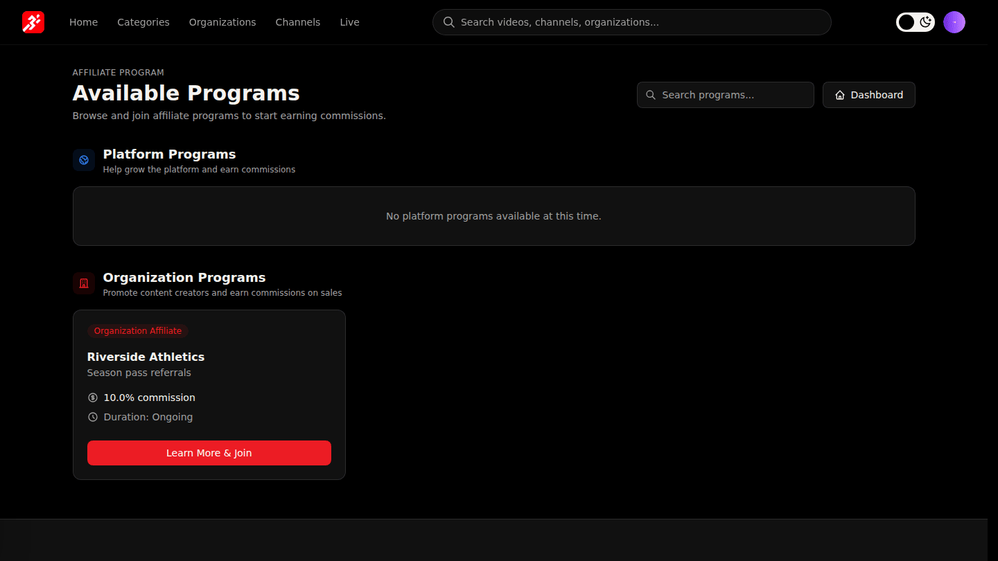 Join the platform program and share its link